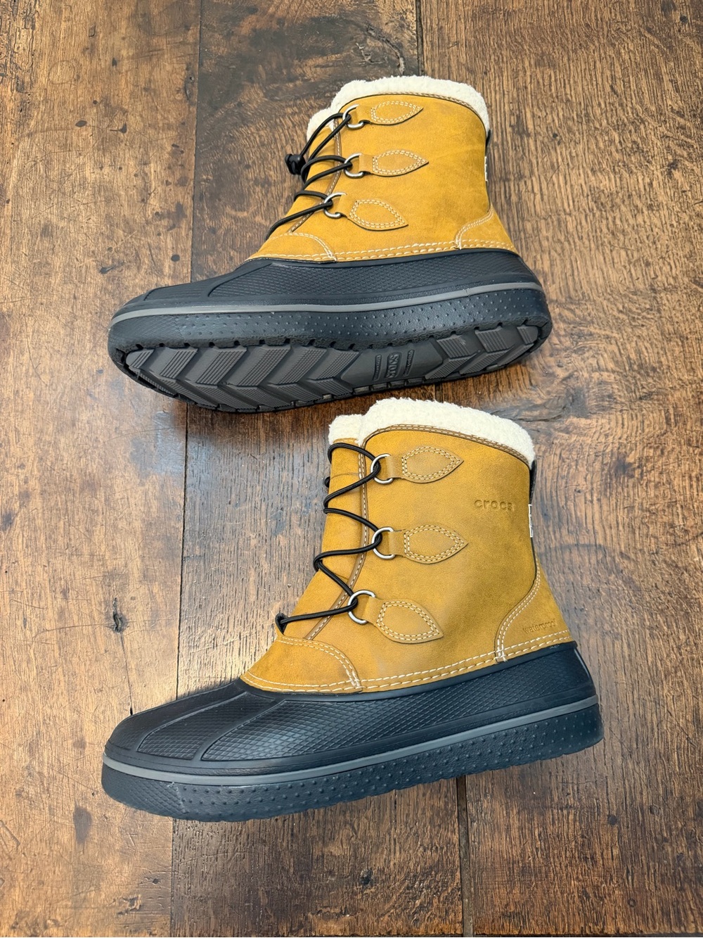Crocs AllCast Winter Boots Youth Size J 6 Multi Faux Fur Lined Waterproof